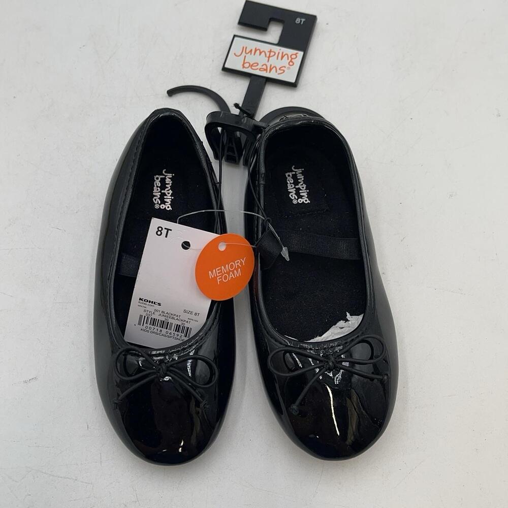 Jumping Beans Shoes Girls Size 8T Black Patent Mary Jane Memory Foam Dress
